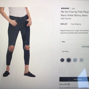 Free people skinny jeans size 26